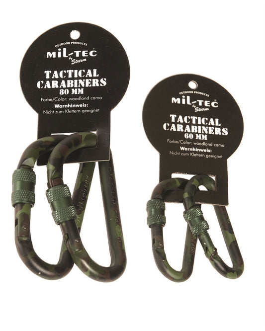 Miltec TACTICAL KARABINER WOODLAND 80MM (PAAR)