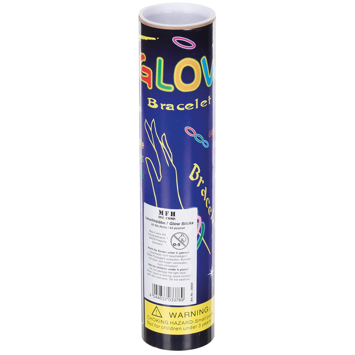 Leuchtstab, Halsband, dünn, div. Farben, 65 Stk./Rolle